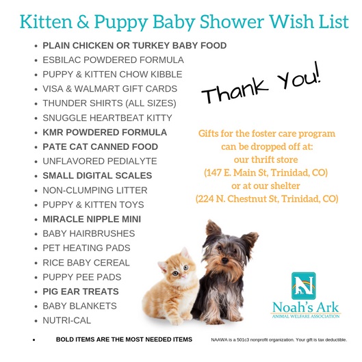 Kitten & Puppy Baby Shower Wish List